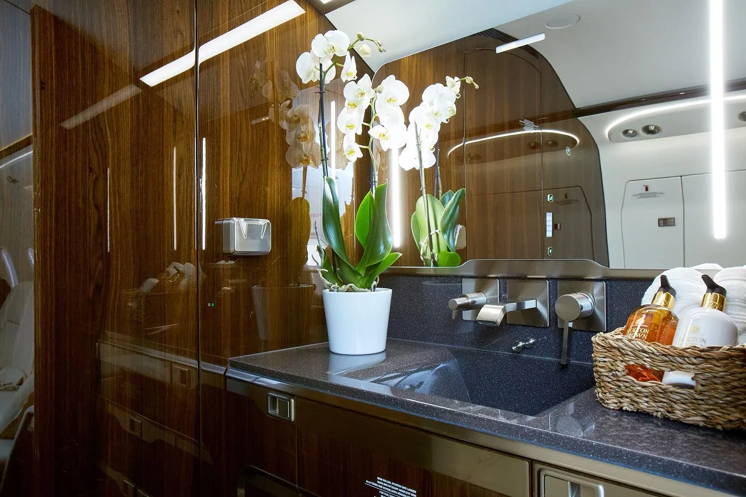 Cabin interior of a Bombardier Challenger 350 –.