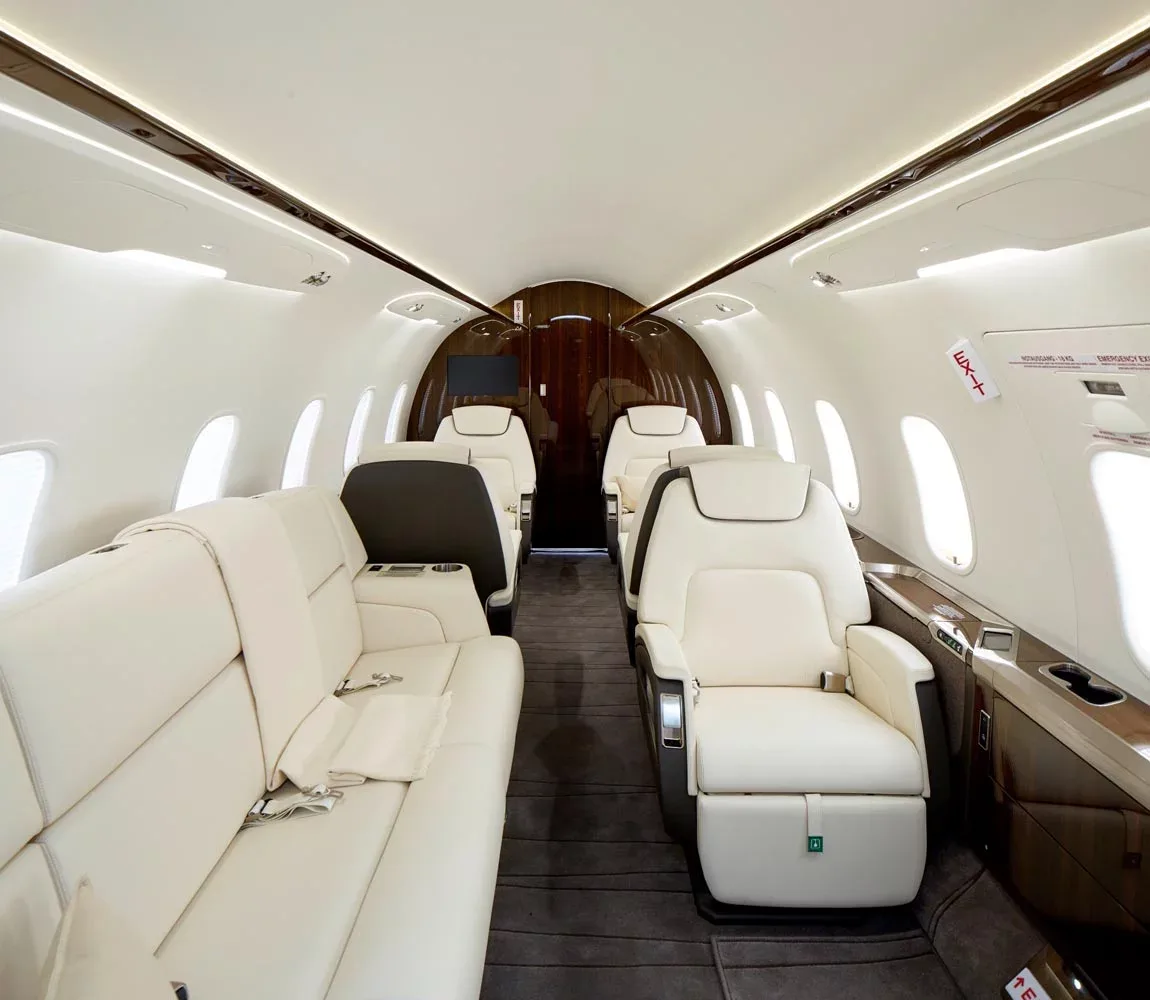 Cabin interior of a Bombardier Challenger 350 –.