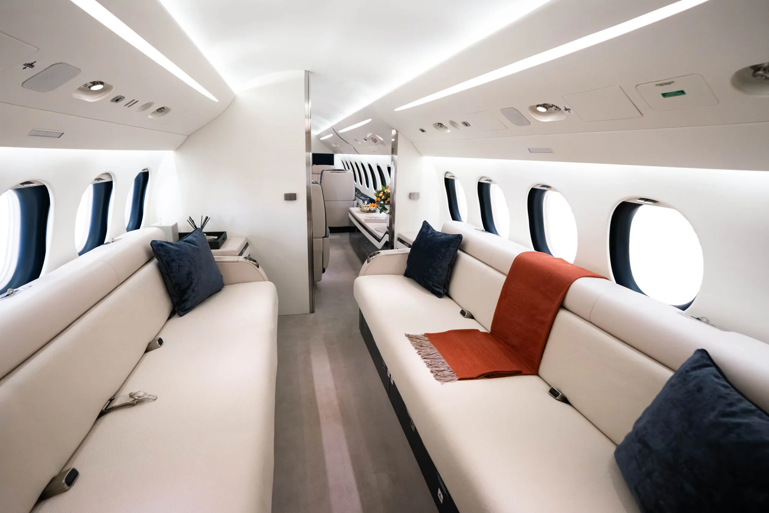 Cabin interior of a 2015 Dassault Falcon 7X –.