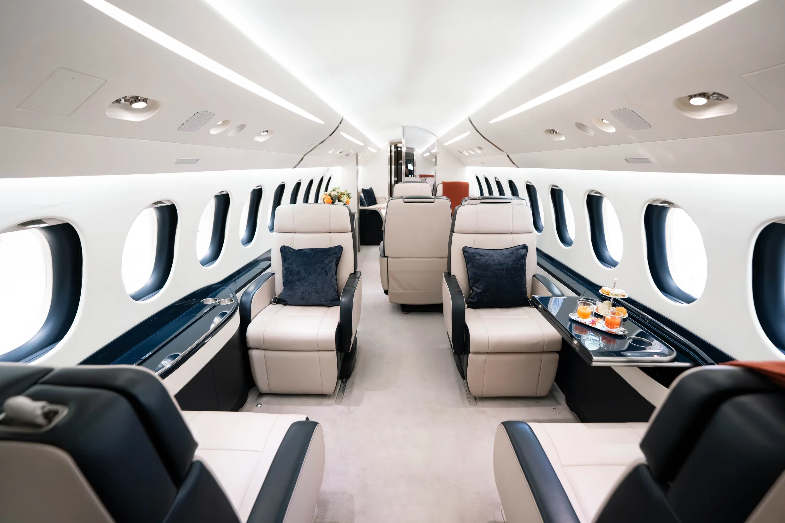 Cabin interior of a 2015 Dassault Falcon 7X –.
