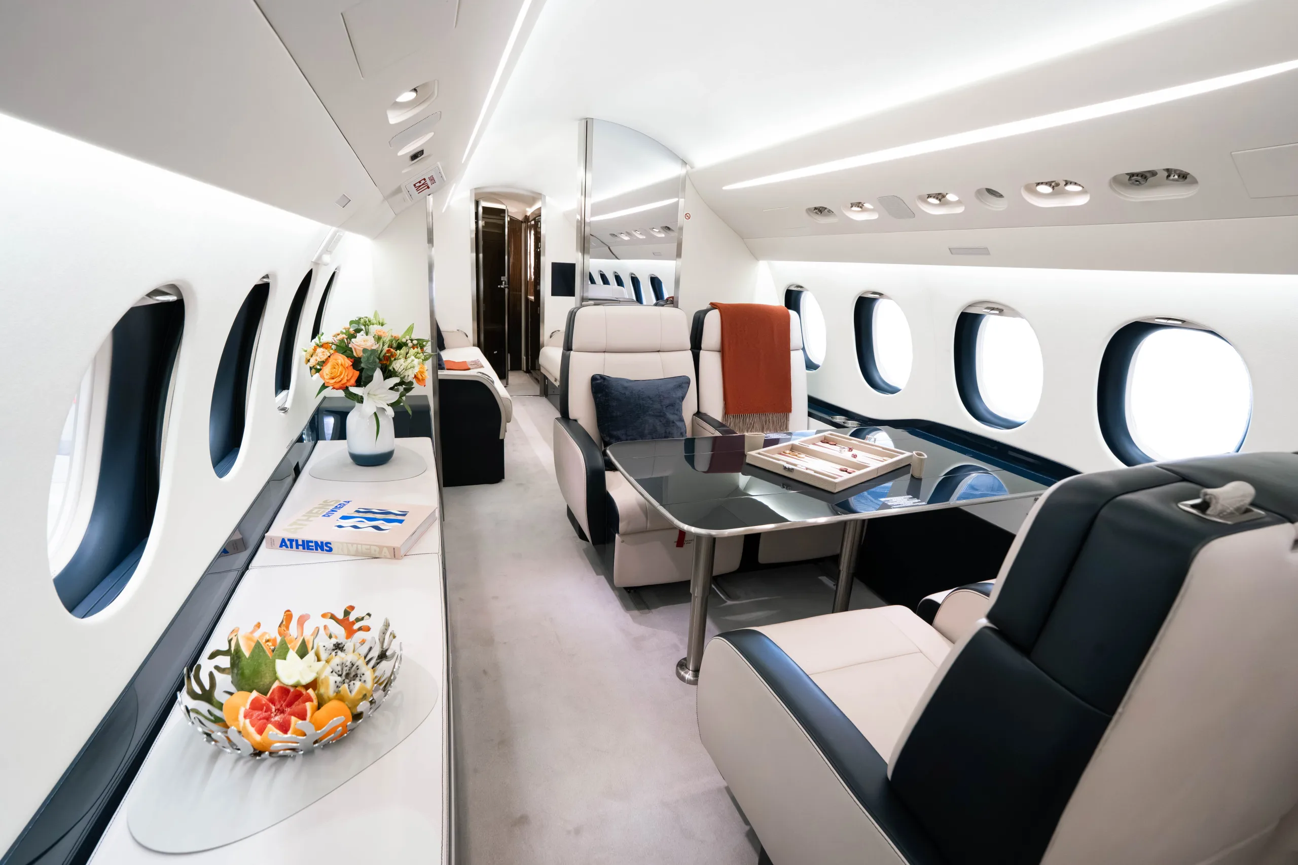 Cabin interior of a 2015 Dassault Falcon 7X –.