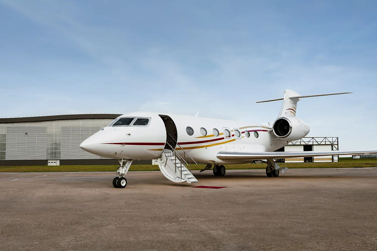 Exterior view of a 2025 Gulfstream G500, LX-NJC.