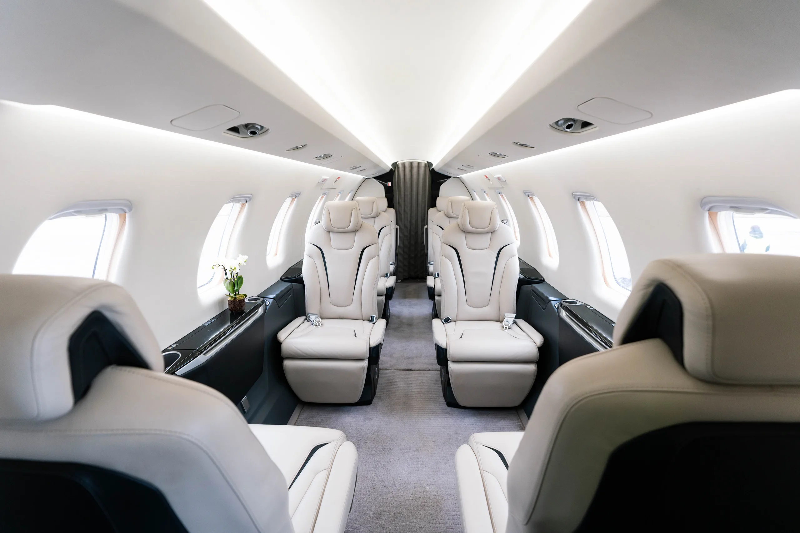 Cabin interior of a 2018 Pilatus PC-24 –.