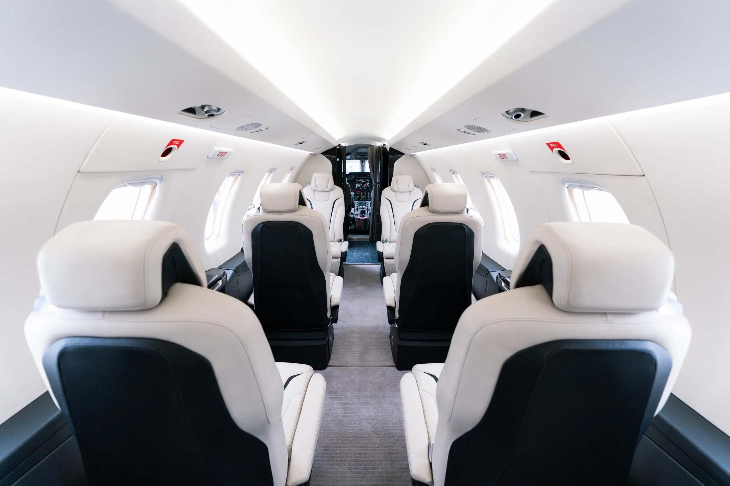 Cabin interior of a 2018 Pilatus PC-24 –.