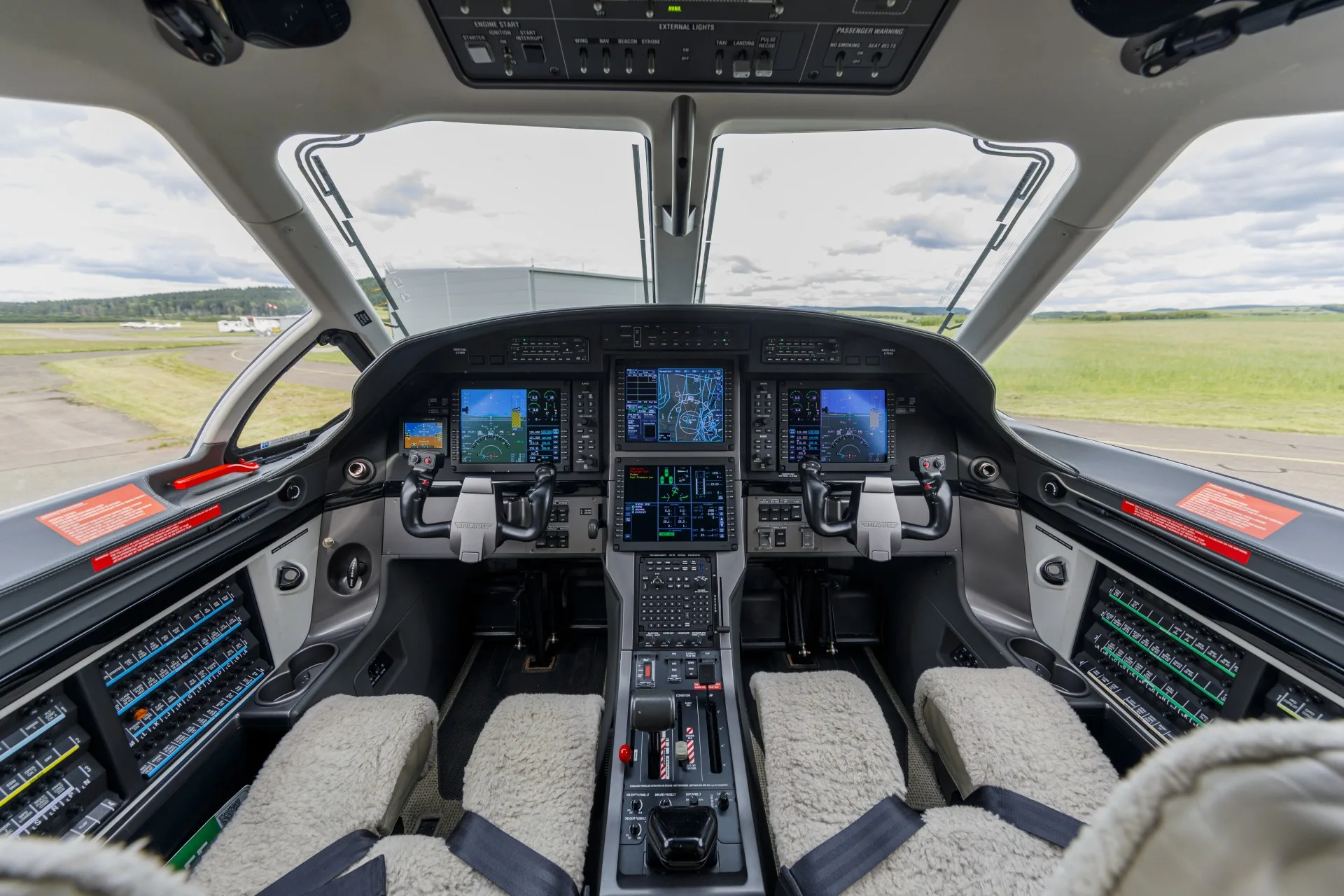 Cockpit and instrument panel of a 2016 Pilatus.