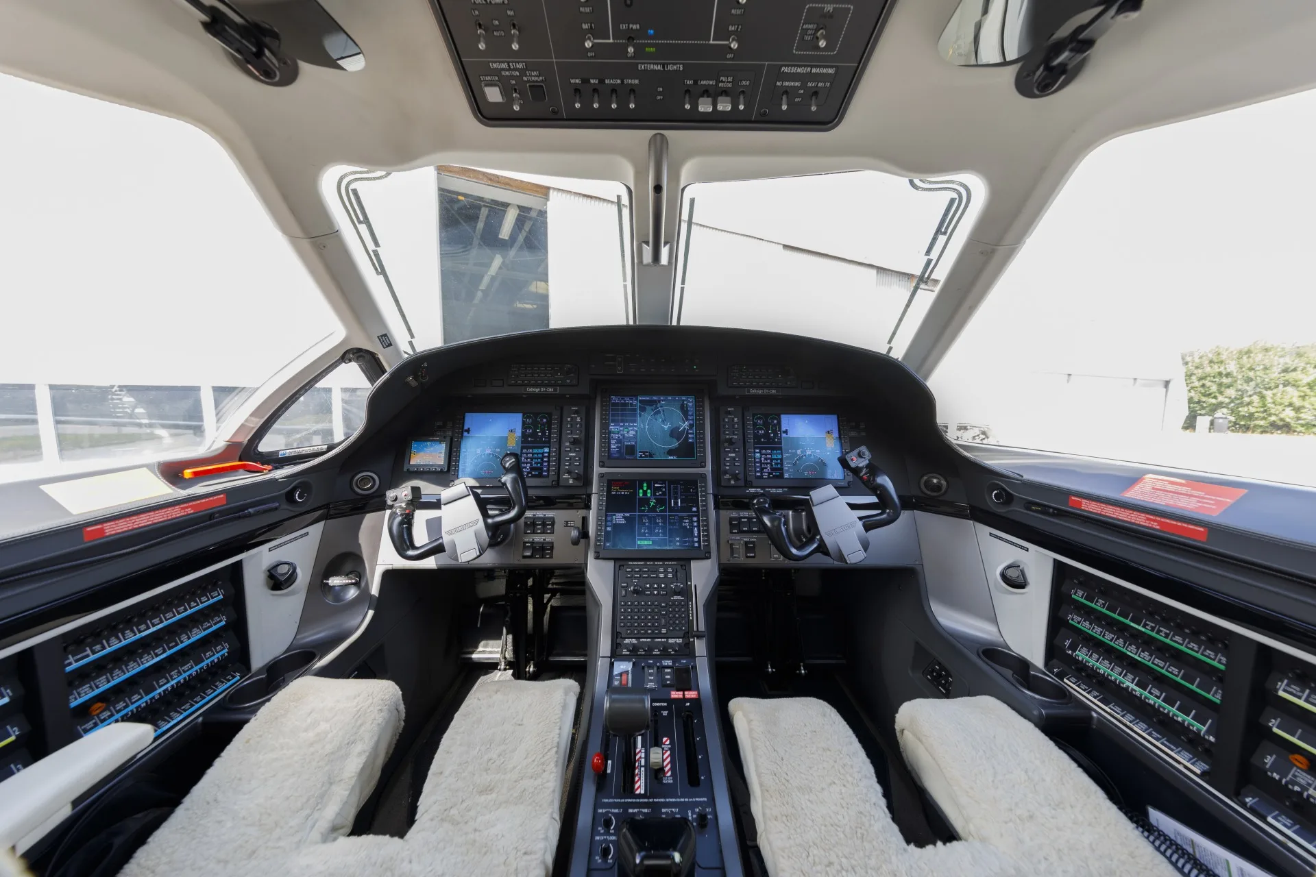 Cockpit and instrument panel of a 2018 Pilatus.