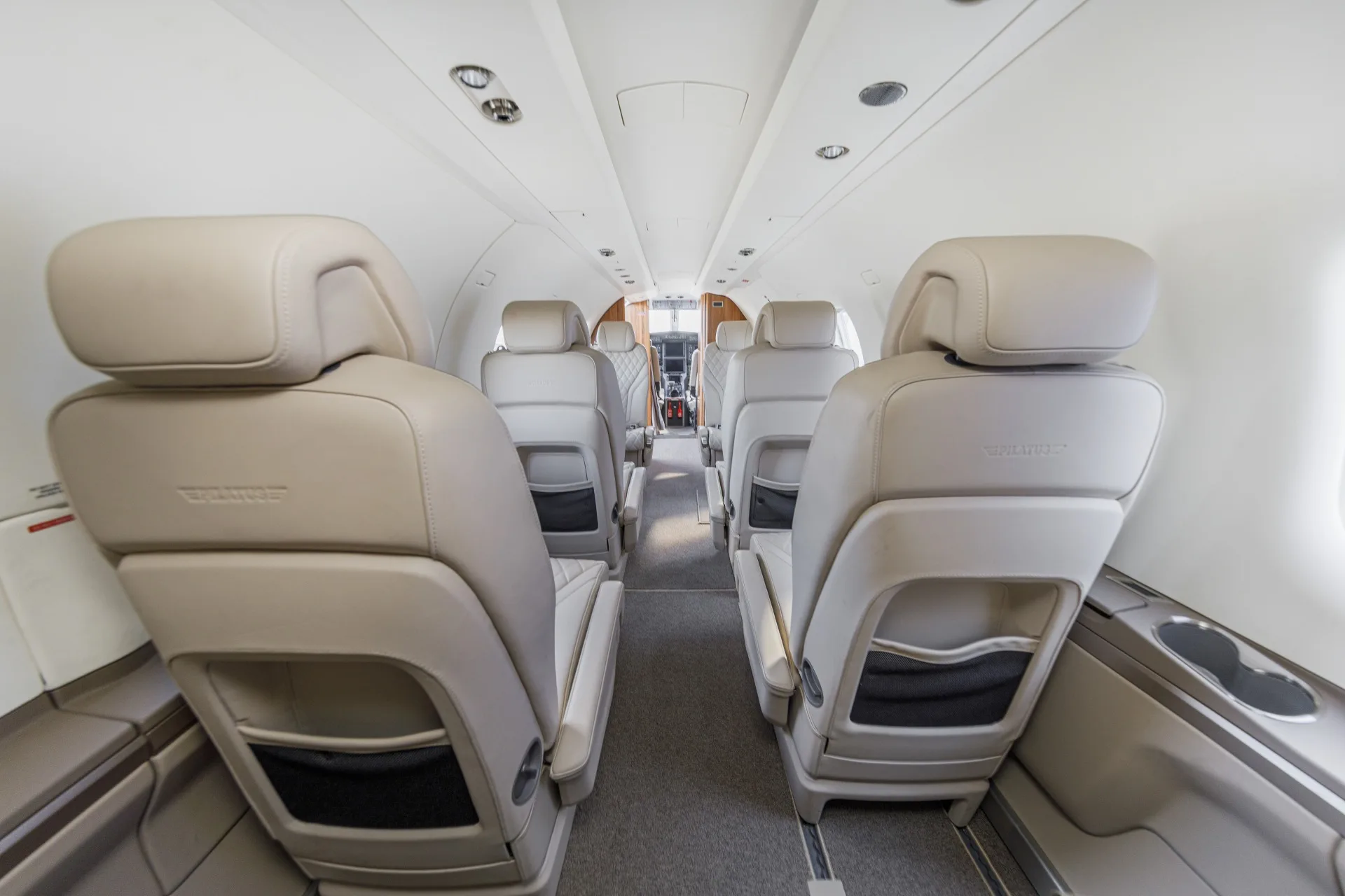 Cabin interior of a 2022 Pilatus.