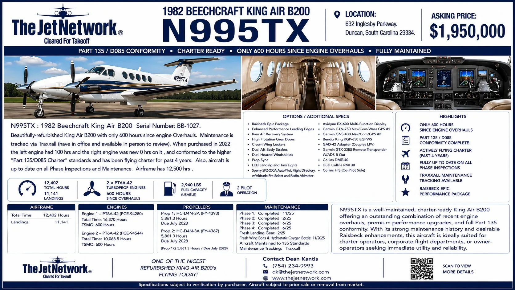Specification or layout diagram for a 1982 Beechcraft B200.