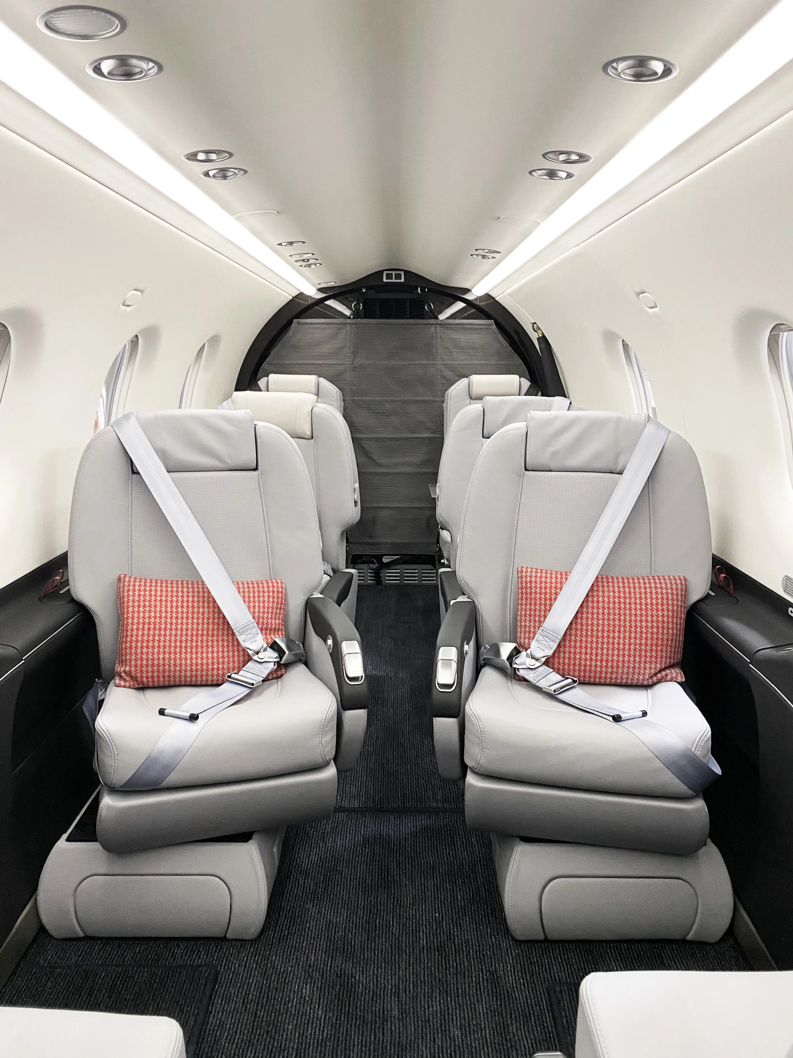Cabin interior of a 2019 Pilatus PC12 47E.