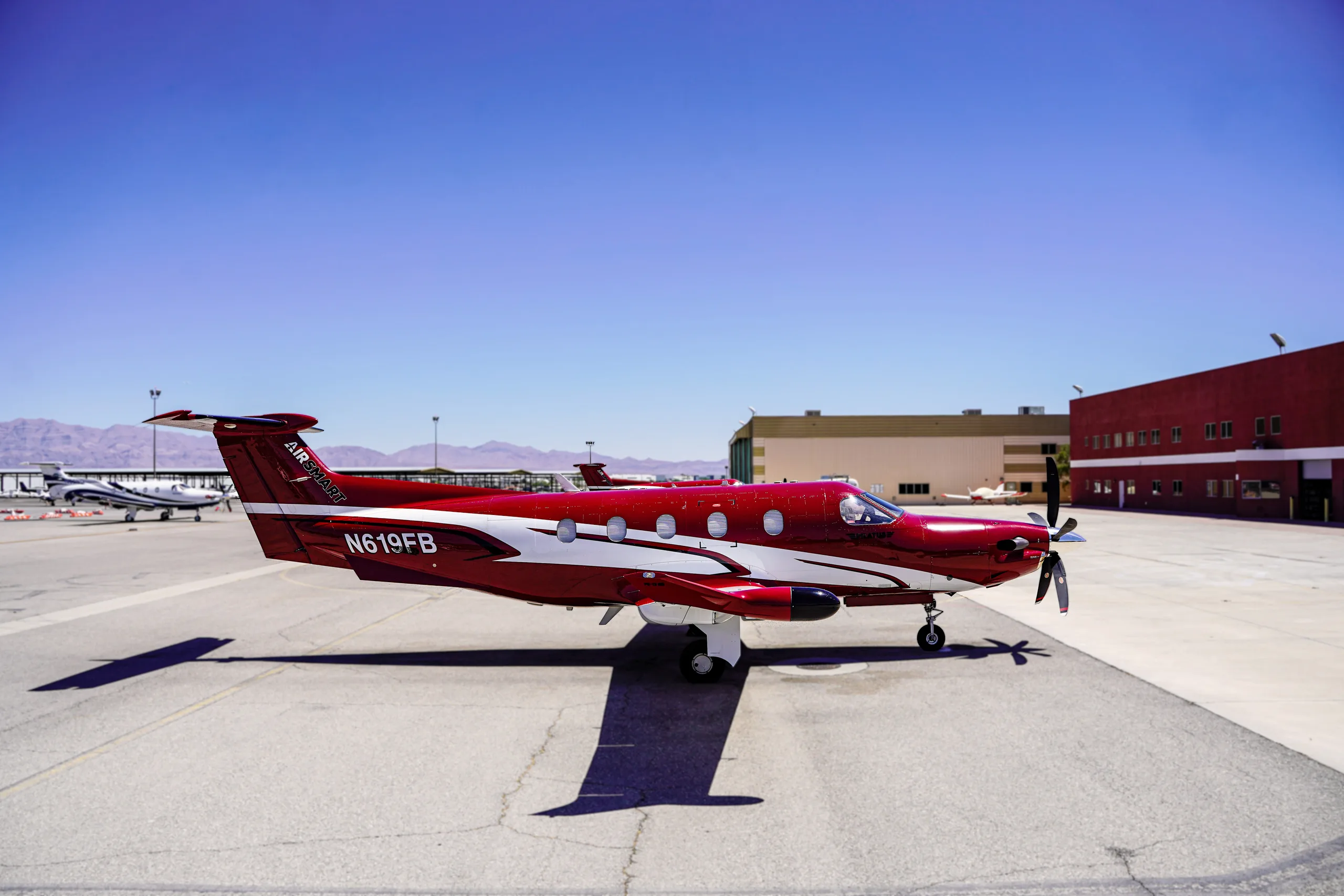 Exterior view of a 2019 Pilatus PC12 47E.