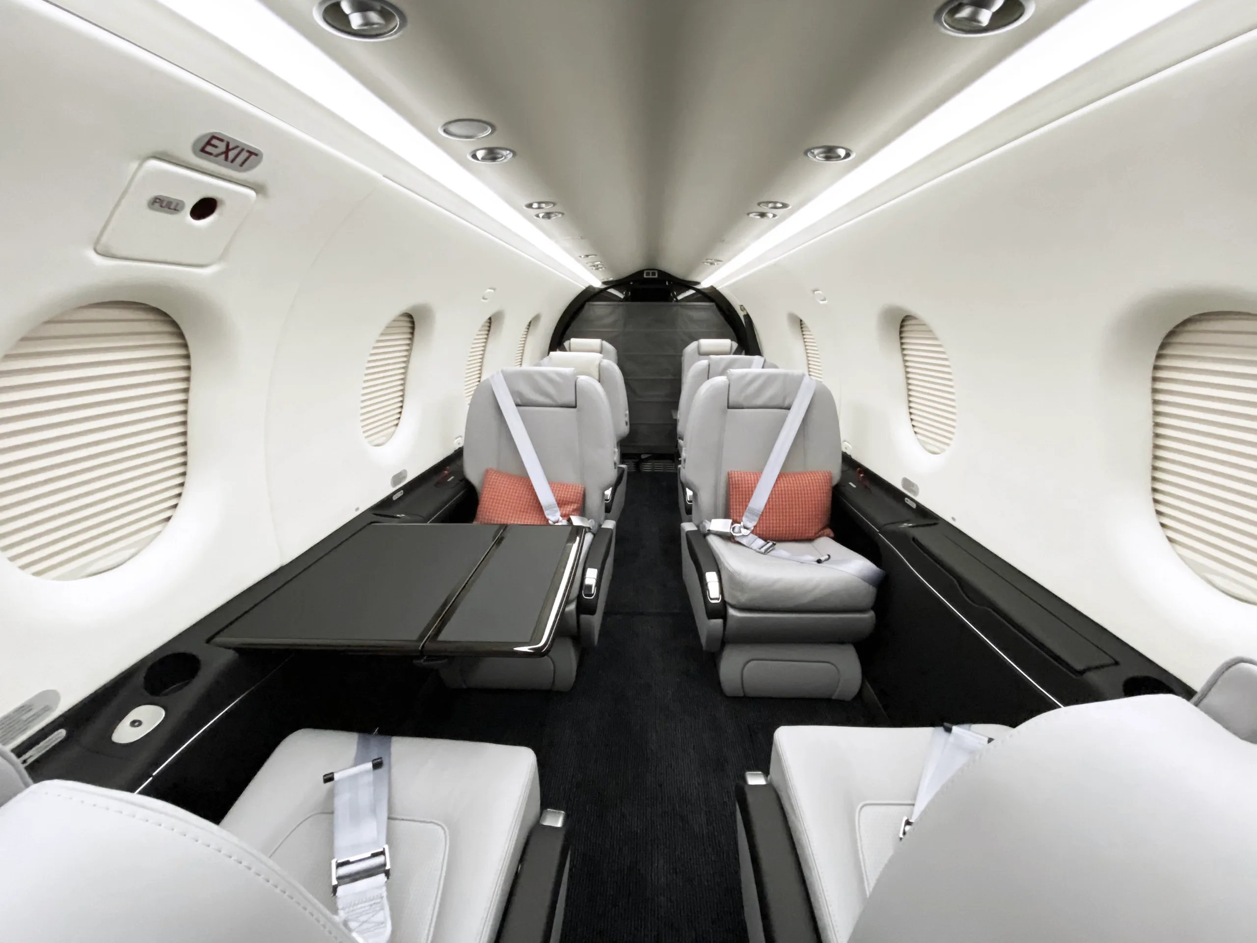 Cabin interior of a 2019 Pilatus PC12 47E.