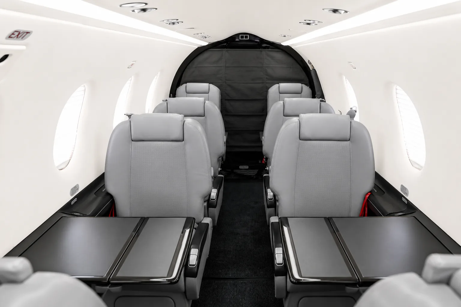 Cabin interior of a 2019 Pilatus PC12 47E.