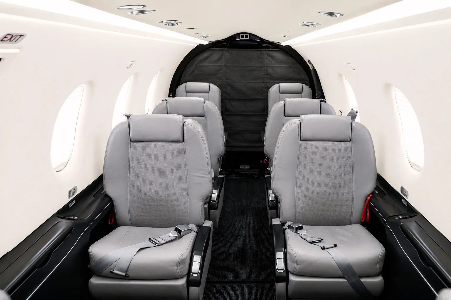 Cabin interior of a 2019 Pilatus PC12 47E.