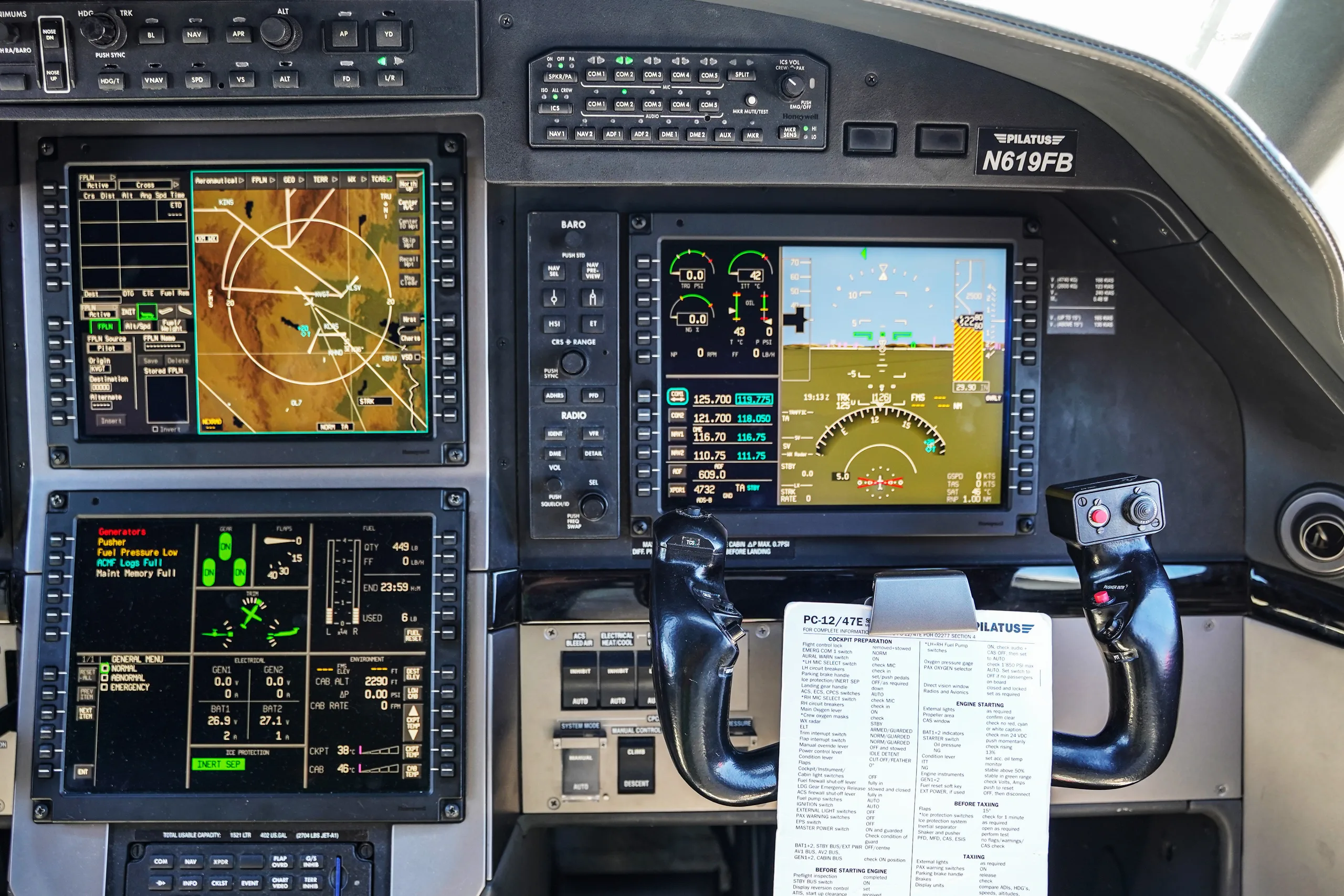Avionics suite of a 2019 Pilatus PC12 47E.