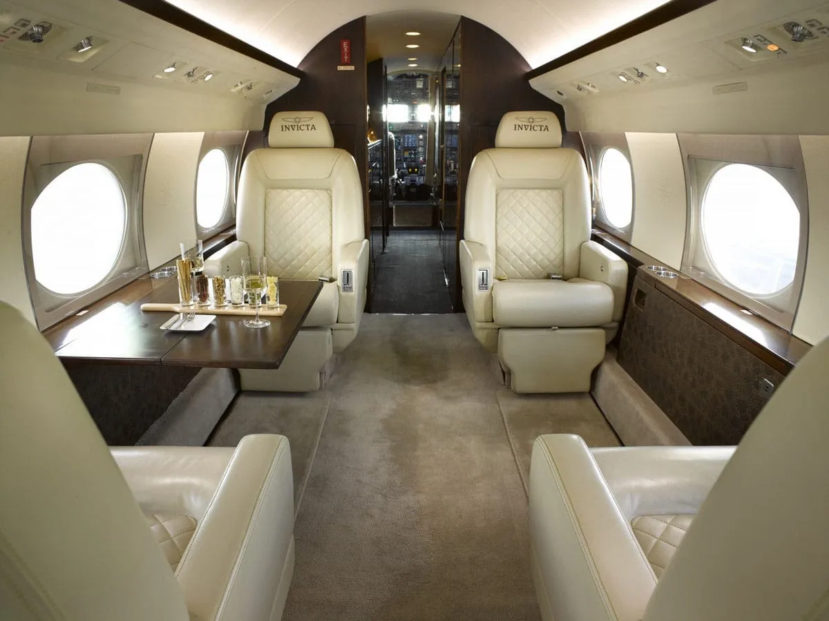 Cabin interior of a 1988 Gulfstream.