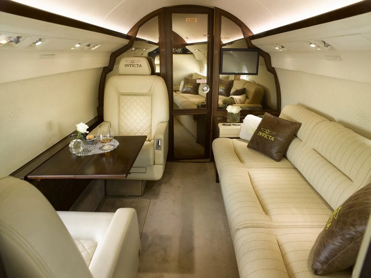 Cabin interior of a 1988 Gulfstream.