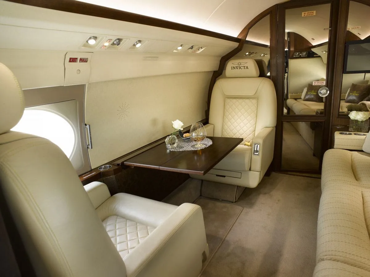 Cabin interior of a 1988 Gulfstream.