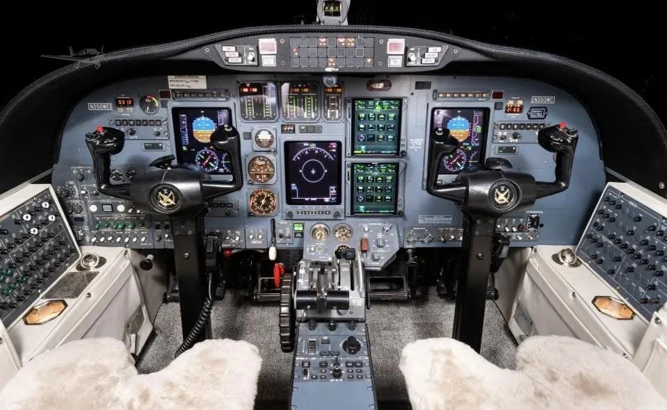 Cockpit and instrument panel of a 1994 Cessna Citation Ultra.