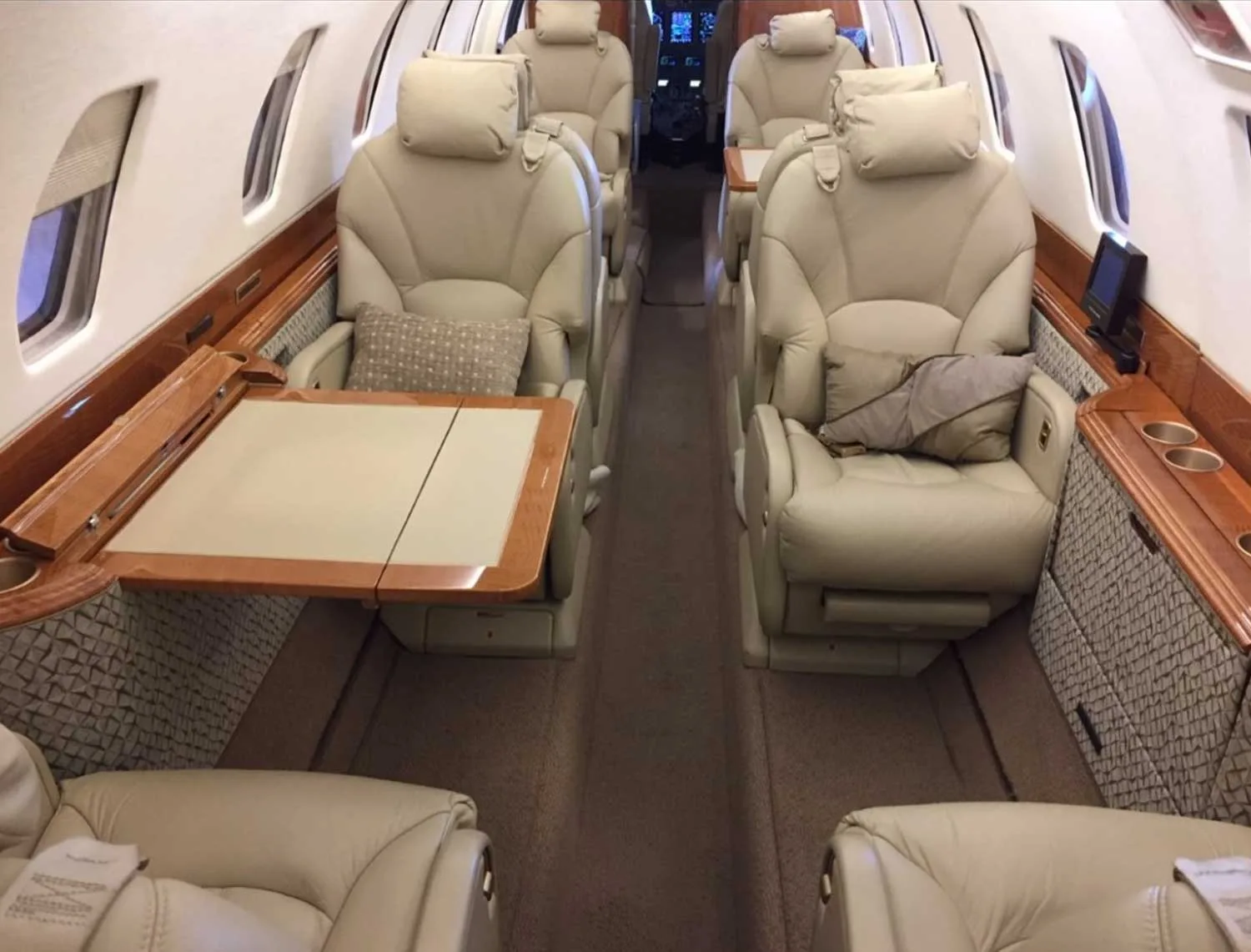 Cabin interior of a 1999 Cessna Citation X.