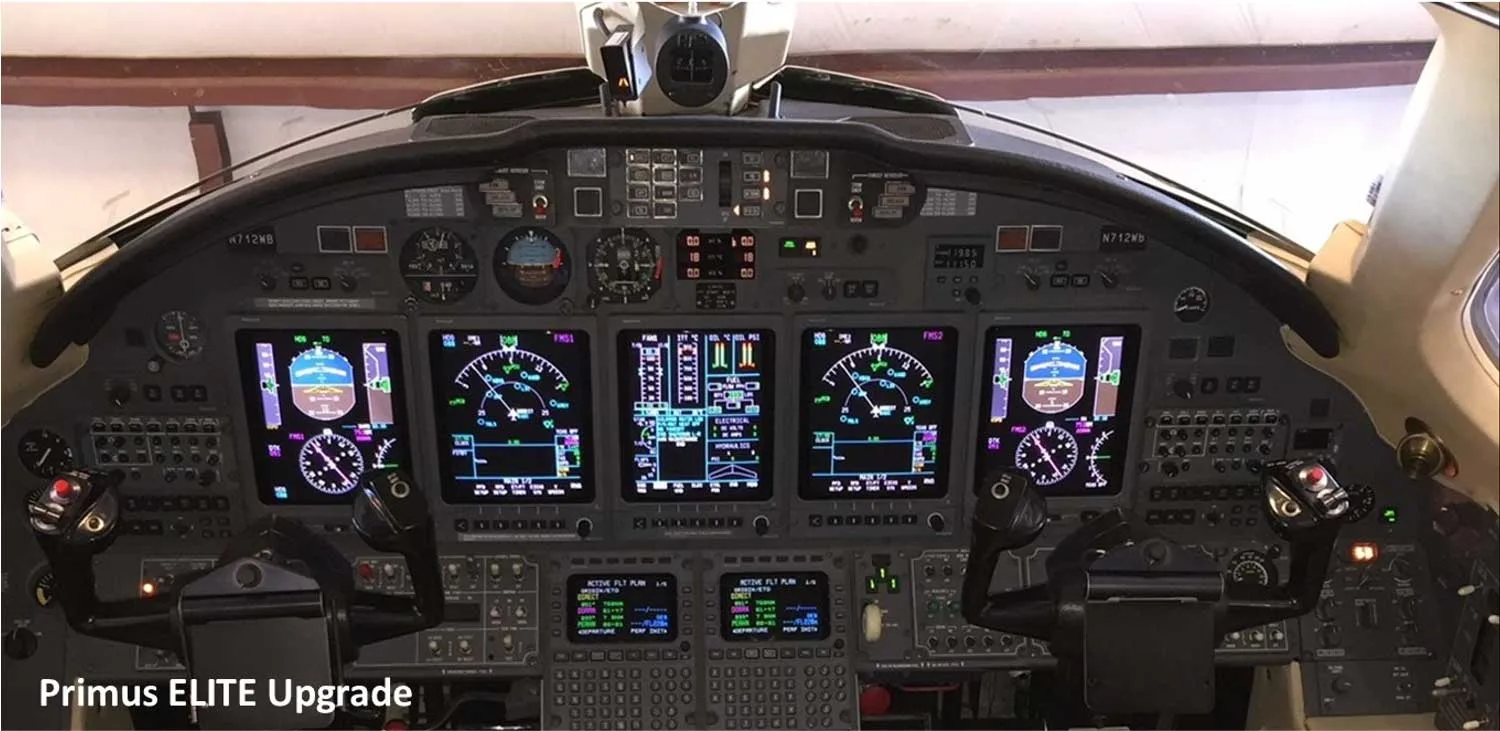 Cockpit and instrument panel of a 1999 Cessna Citation X.