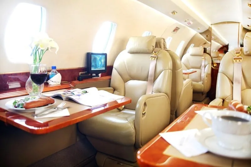 Cabin interior of a 1999 Cessna Citation X.