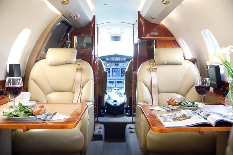 Cabin interior of a 1999 Cessna Citation X.