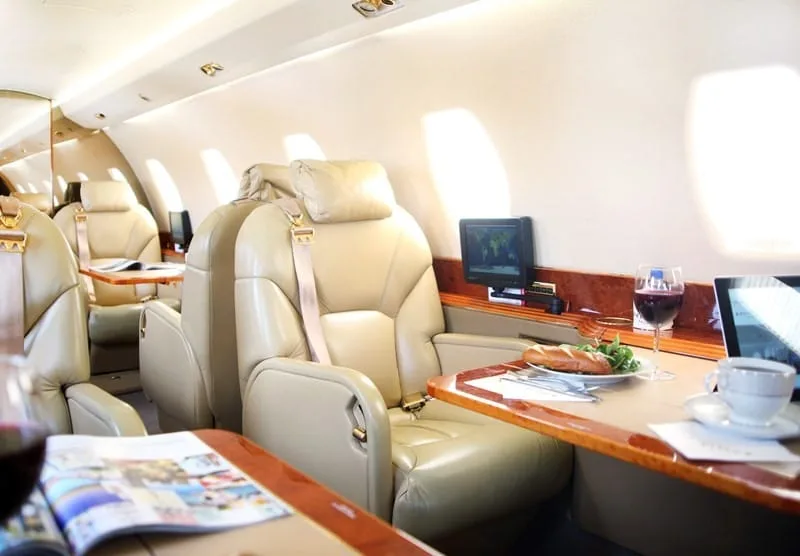 Cabin interior of a 1999 Cessna Citation X.