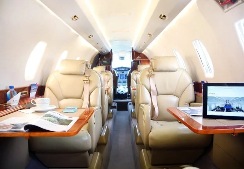 Cabin interior of a 1999 Cessna Citation X.