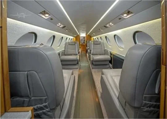 Cabin interior of a 1999 Dassault Falcon 50EX.