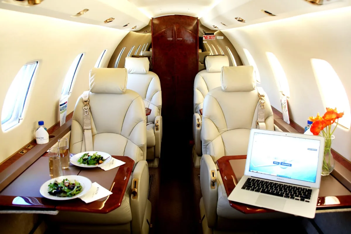 Cabin interior of a 2002 Cessna Citation Excel.