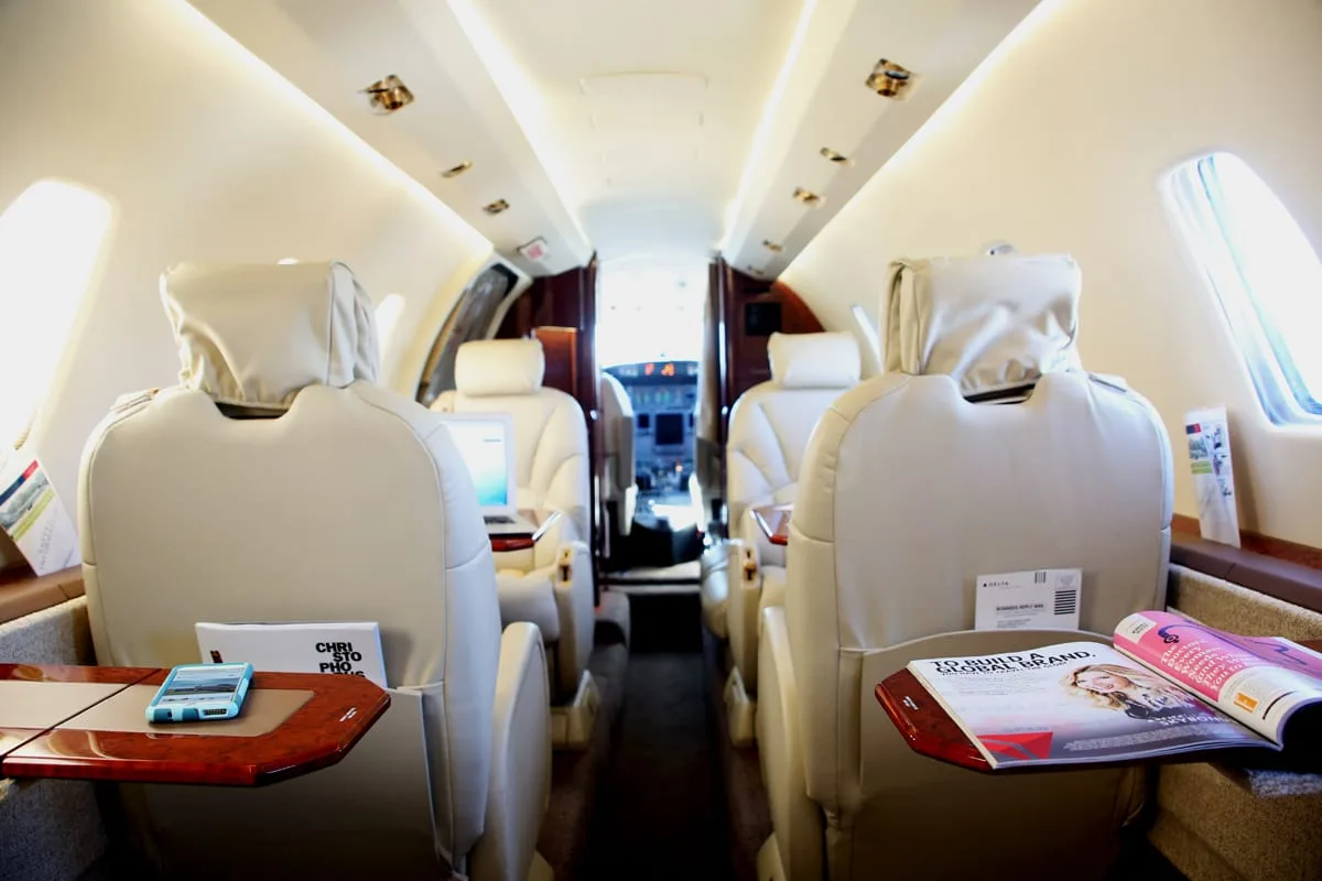 Cabin interior of a 2002 Cessna Citation Excel.
