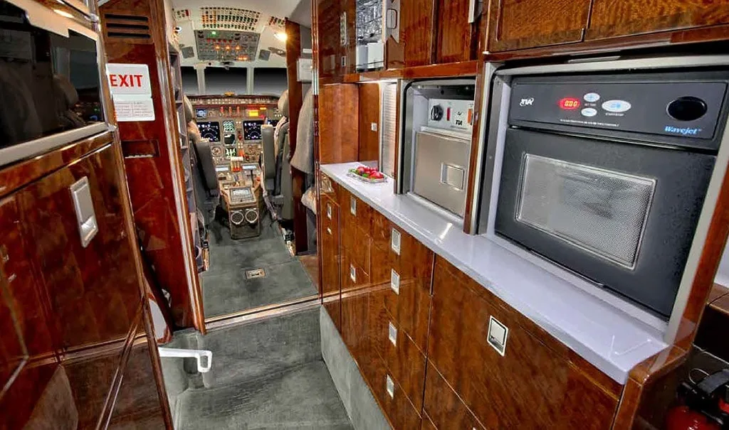 Cabin interior of a 2002 Dassault Falcon 50EX.