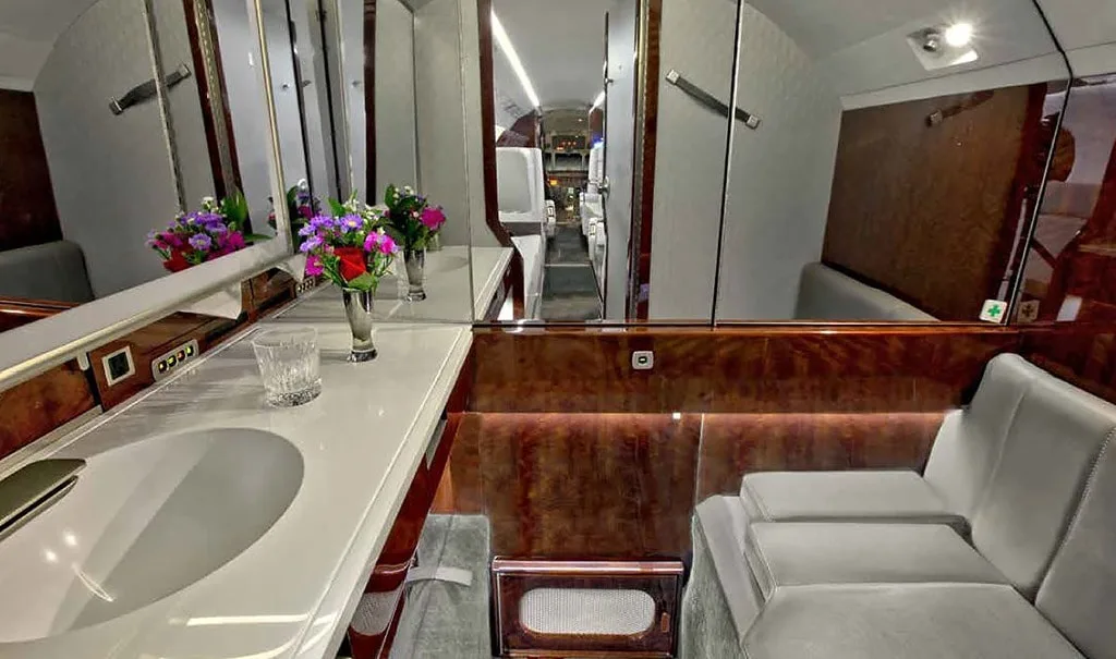 Cabin interior of a 2002 Dassault Falcon 50EX.