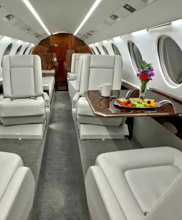 Cabin interior of a 2002 Dassault Falcon 50EX.