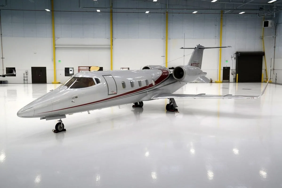 Exterior view of a 2002 Learjet 60.