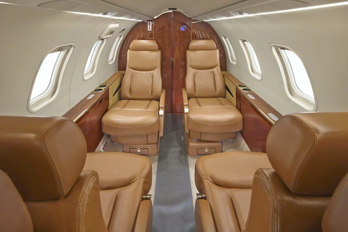 Cabin interior of a 2005 Learjet 45XR.