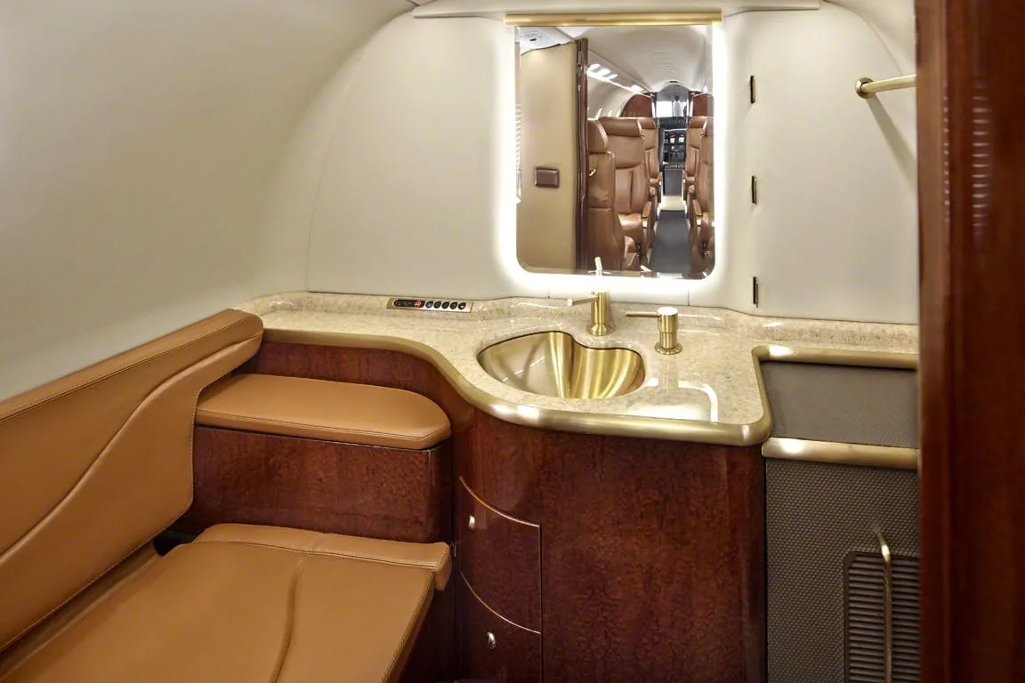 Cabin interior of a 2005 Learjet 45XR.