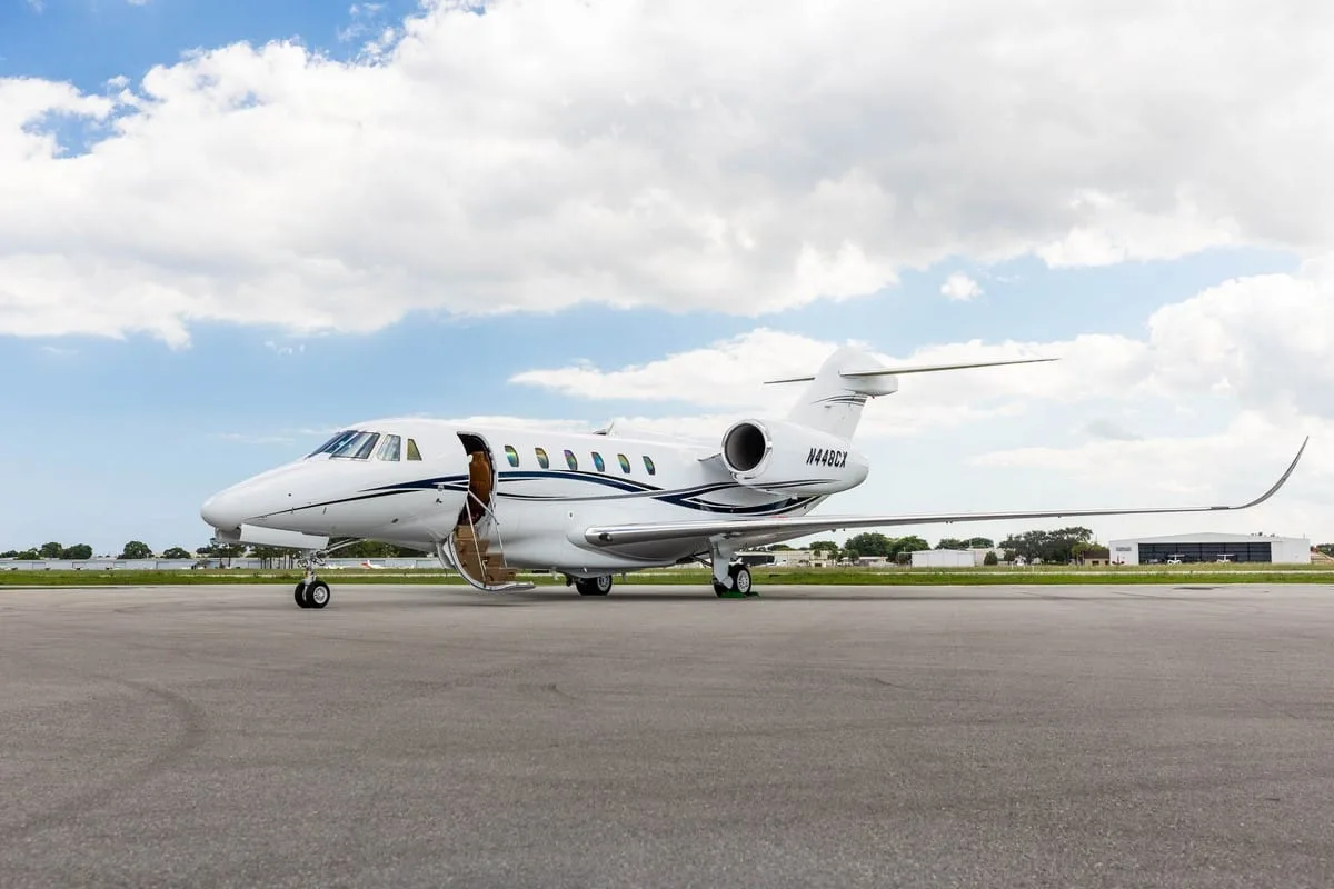 Exterior view of a 2007 Cessna Citation X, N448CX.