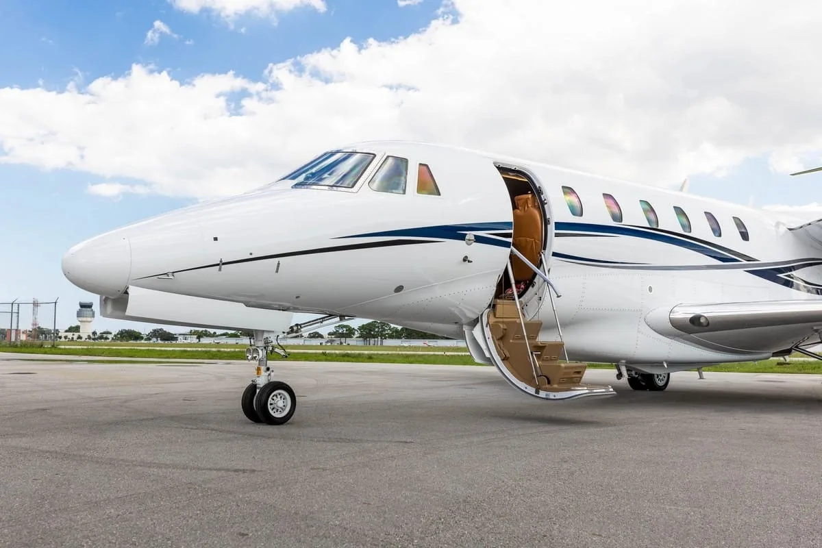Exterior view of a 2007 Cessna Citation X, N448CX.