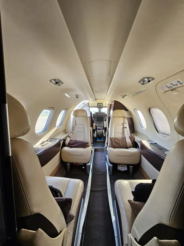 Cabin interior of a 2011 Embraer Phenom 100.