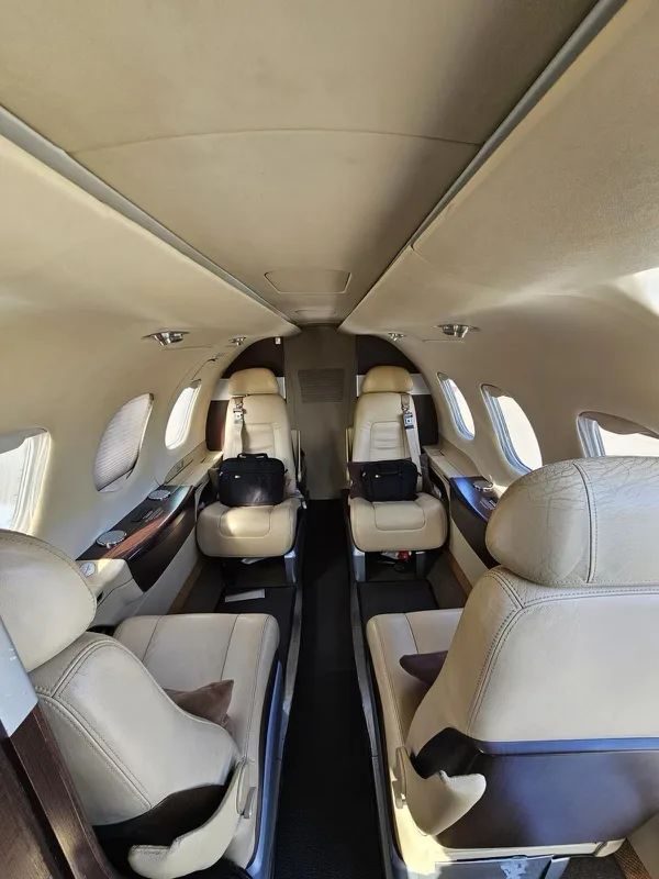 Cabin interior of a 2011 Embraer Phenom 100.