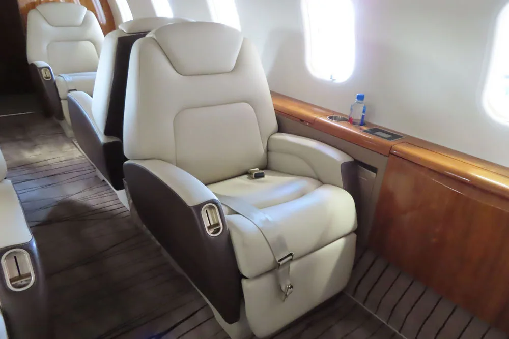 Cabin interior of a 2013 Bombardier Challenger 300.