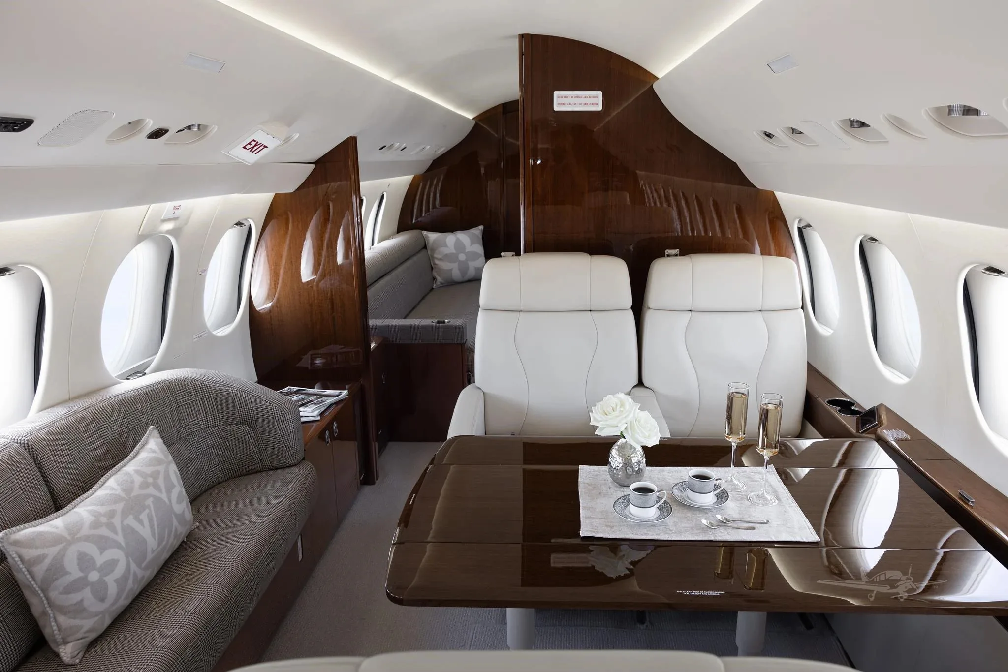 Cabin interior of a 2013 Dassault Falcon 7X.