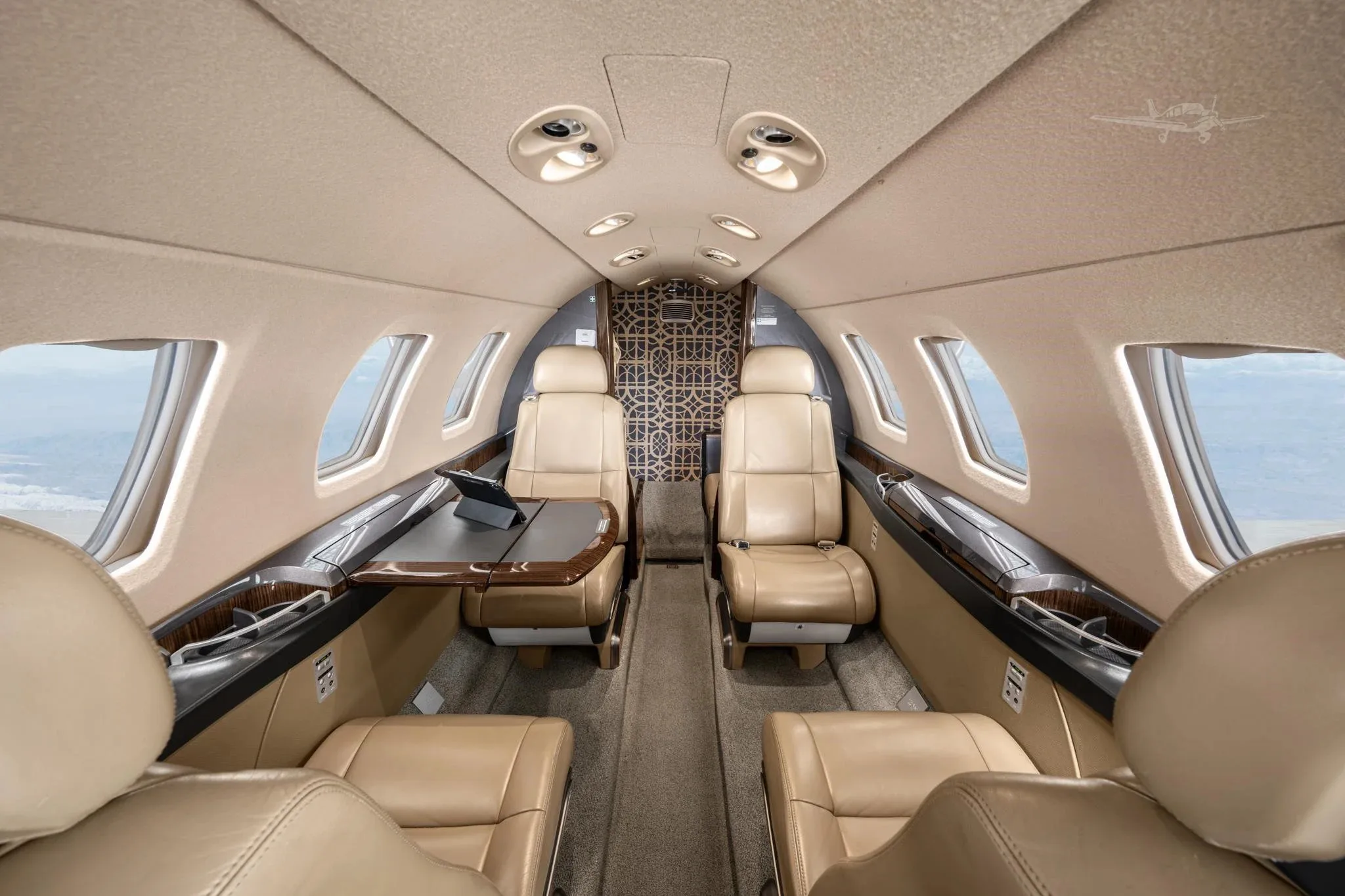 Cabin interior of a 2014 Cessna Citation M2.