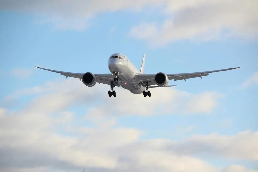 Exterior view of a 2019 Boeing 787.