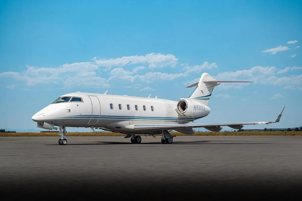 Exterior view of a 2007 Bombardier Challenger 300, N58HA.