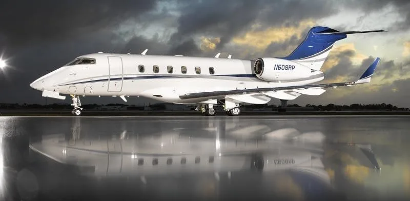 Exterior view of a 2012 Bombardier Challenger 300, N608RP.