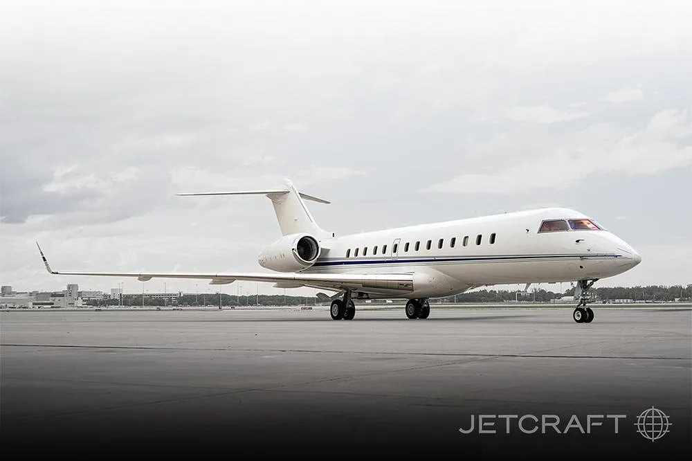 Exterior view of a 2002 Bombardier Global Express, N65WL.