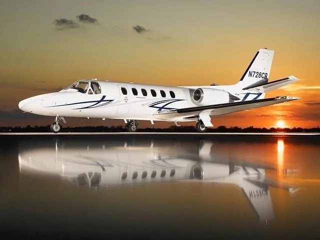 Exterior view of a 1980 Cessna Citation CJ2, N728CR.