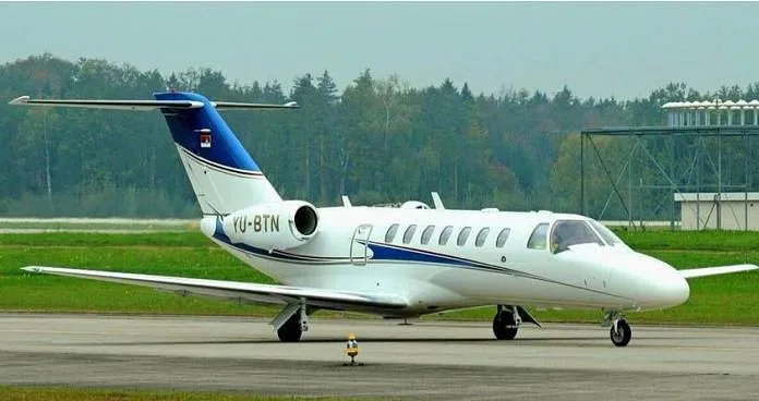 Exterior view of a 2007 Cessna Citation CJ3, YU-BTN.